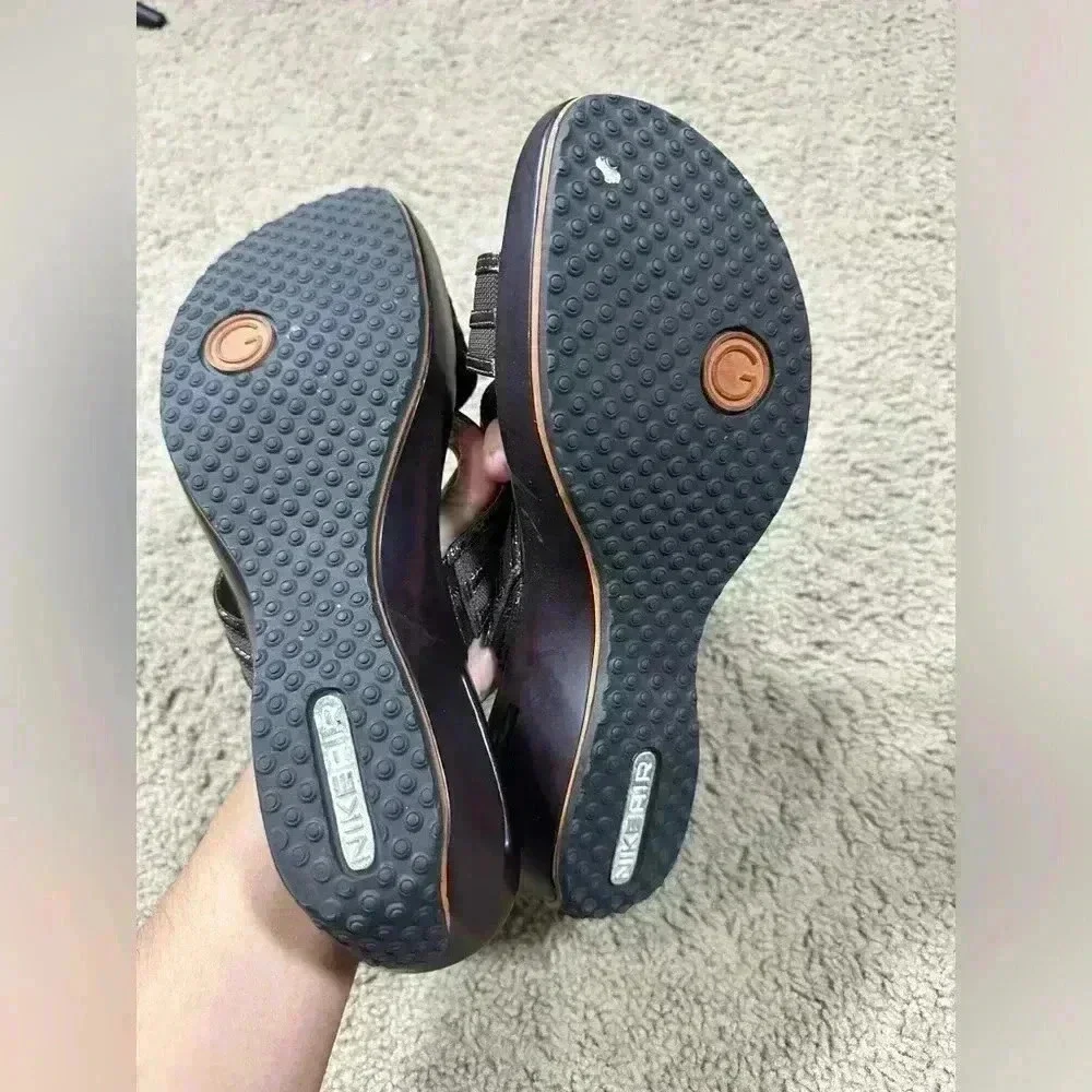 COLE HAAN‎ AIR 11B Leather Sandals Women Brown Wedge Cross Strap Shoe
